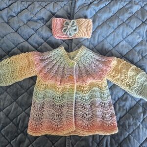 Pastel Knit Kids Sweater and Headband Set